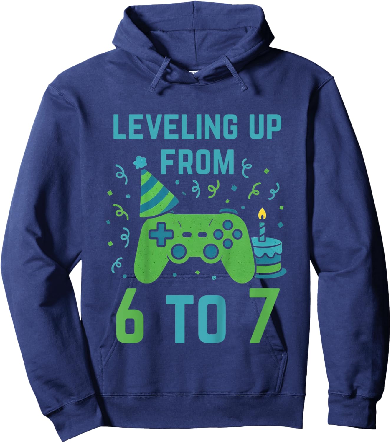 Leveling-Up from 6 to 7 Kids Gaming 7th Birthday Hoodie - Hoodie | Navy
