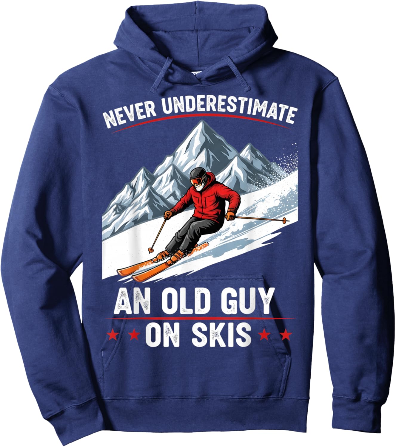 Never Underestimate an Old Guy on Skis Funny Skiing Ski Men Hoodie - Hoodie | Navy