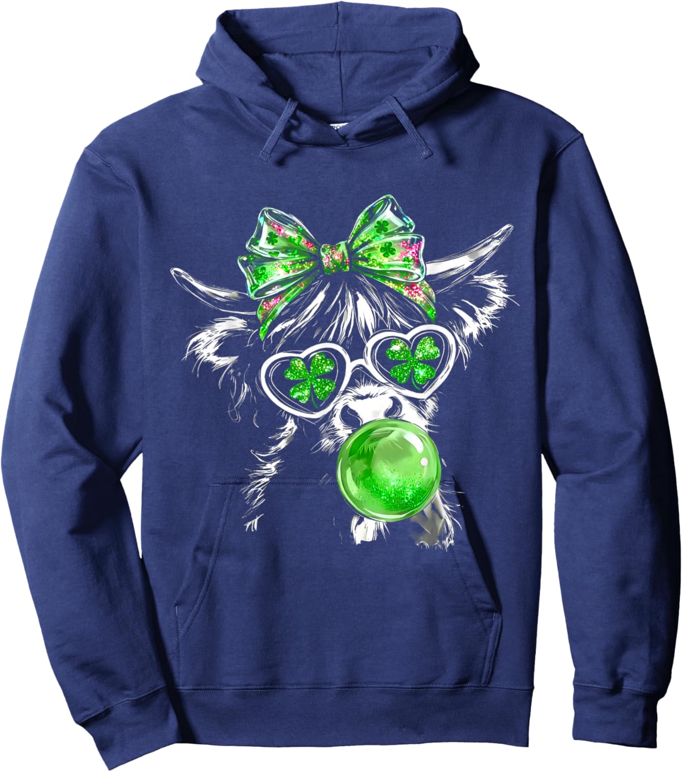 Coquette Highland Cow St Patrick’s Day Lucky Irish Cow Lover Hoodie - Hoodie | Navy