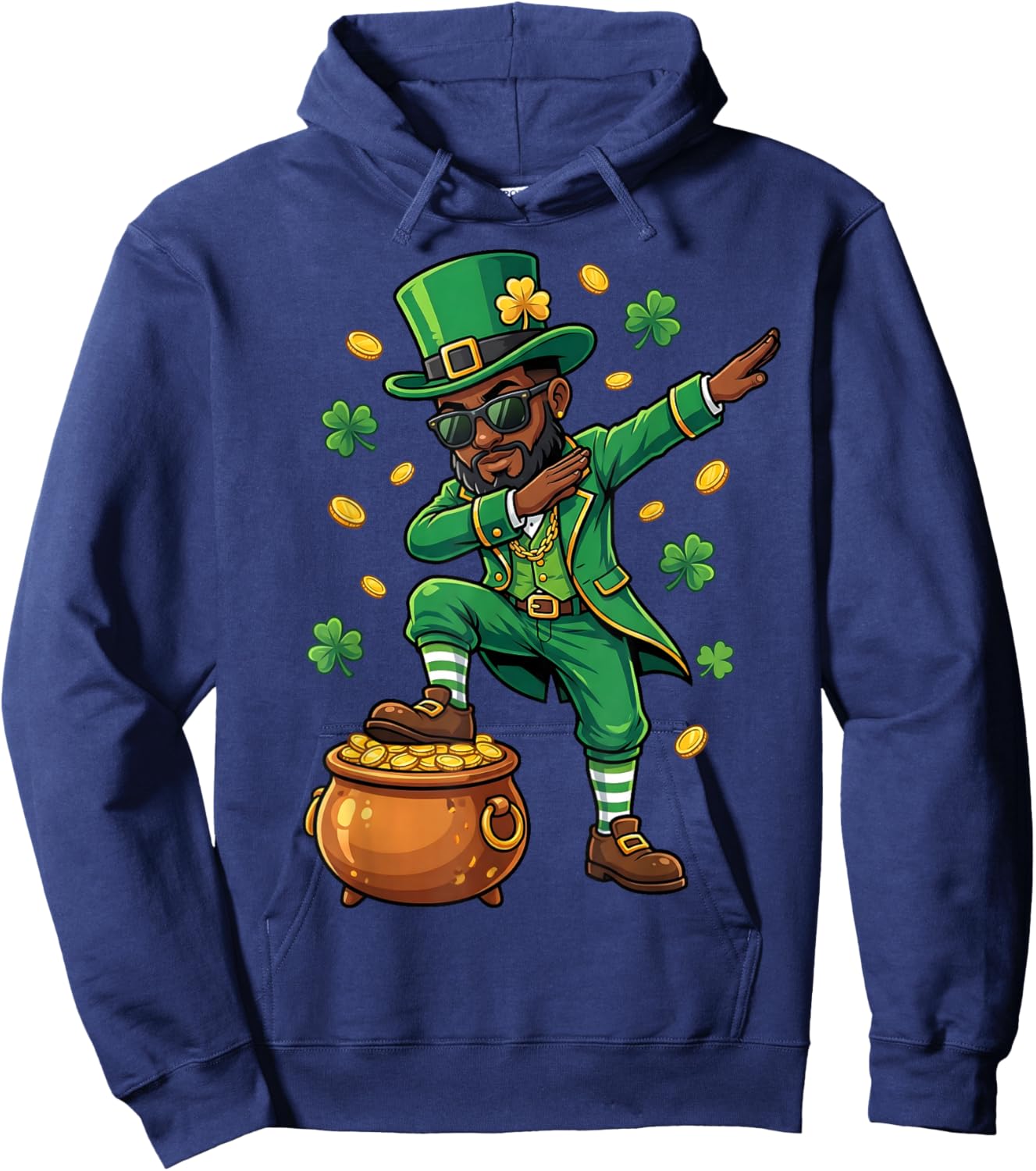 St Patricks Day Dabbing Leprechaun Boys Girls Men Dab Hoodie - Hoodie | Navy