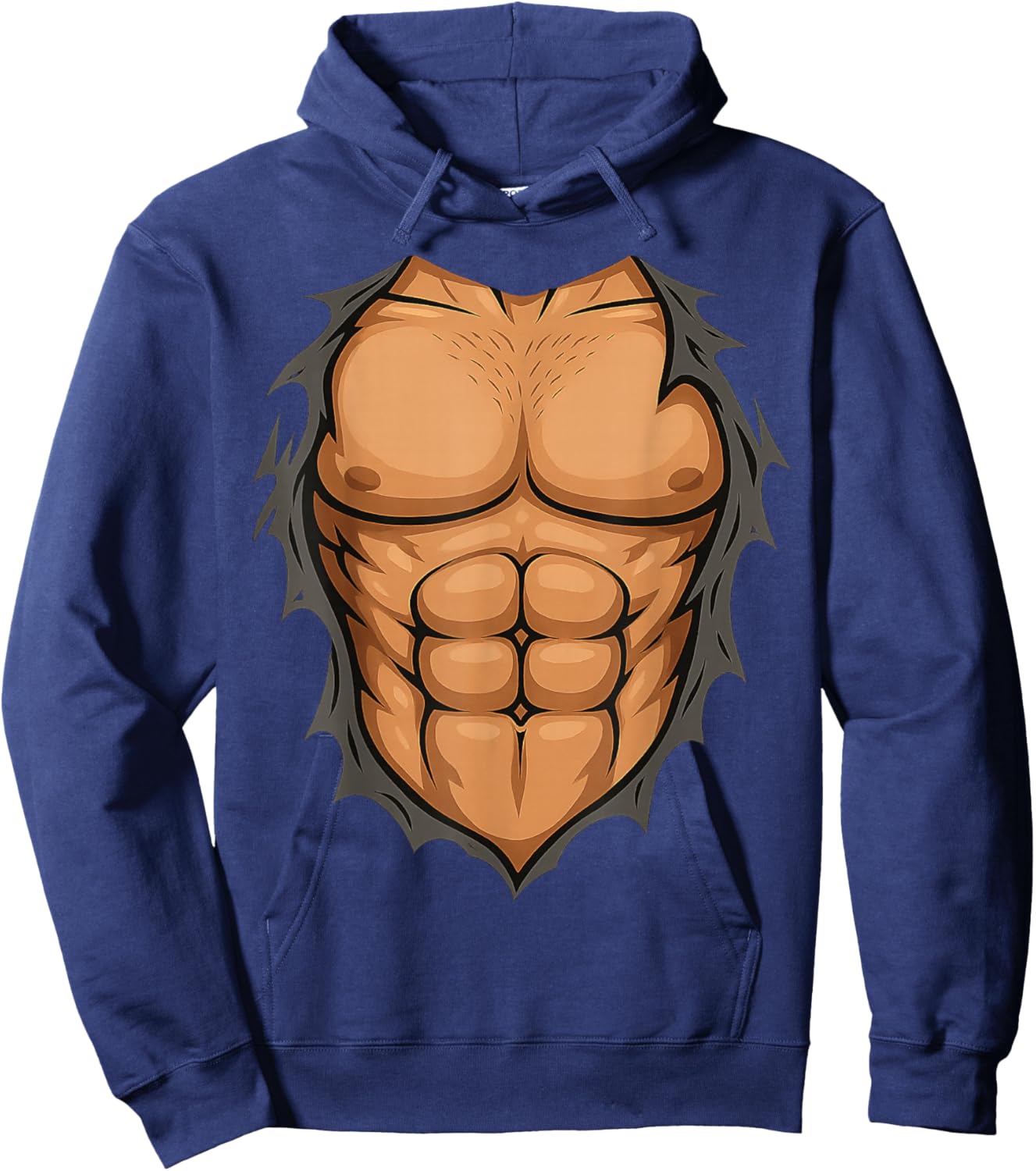Ripped Abs Costume - Funny Lazy Halloween Muscle Chest Hoodie - Hoodie | Navy
