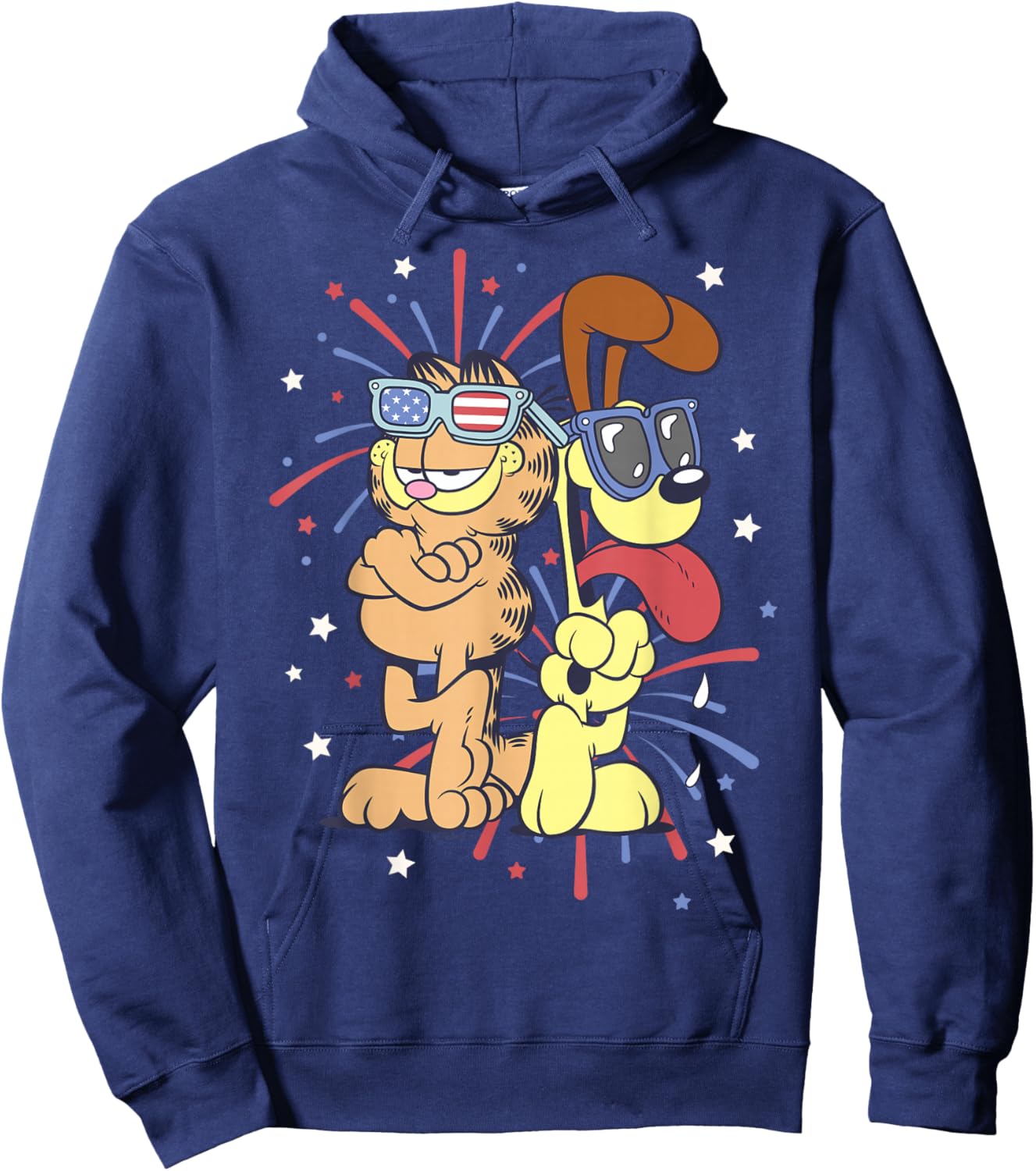 Garfield 4th of July Garfield & Odie Back to Back Fireworks Hoodie - Hoodie | Navy
