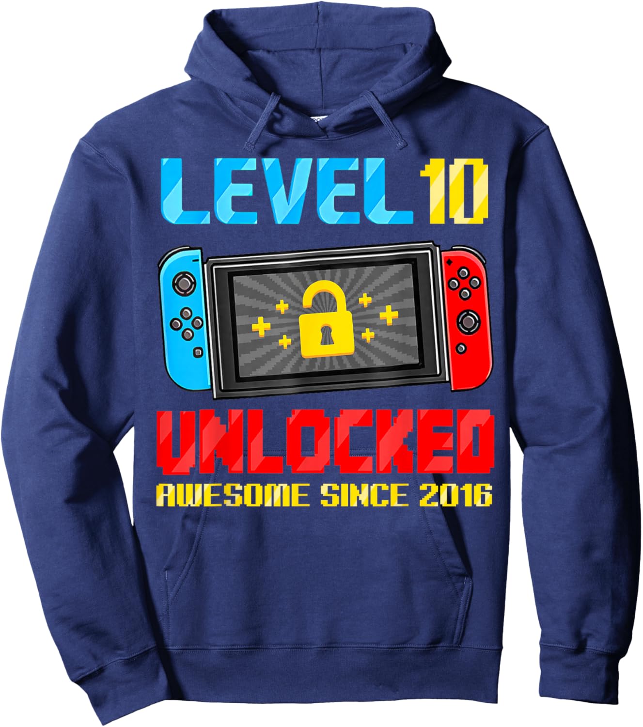 10th Birthday Boy Level 10 Gamer 10 Year Video Game Party Hoodie - Hoodie | Navy