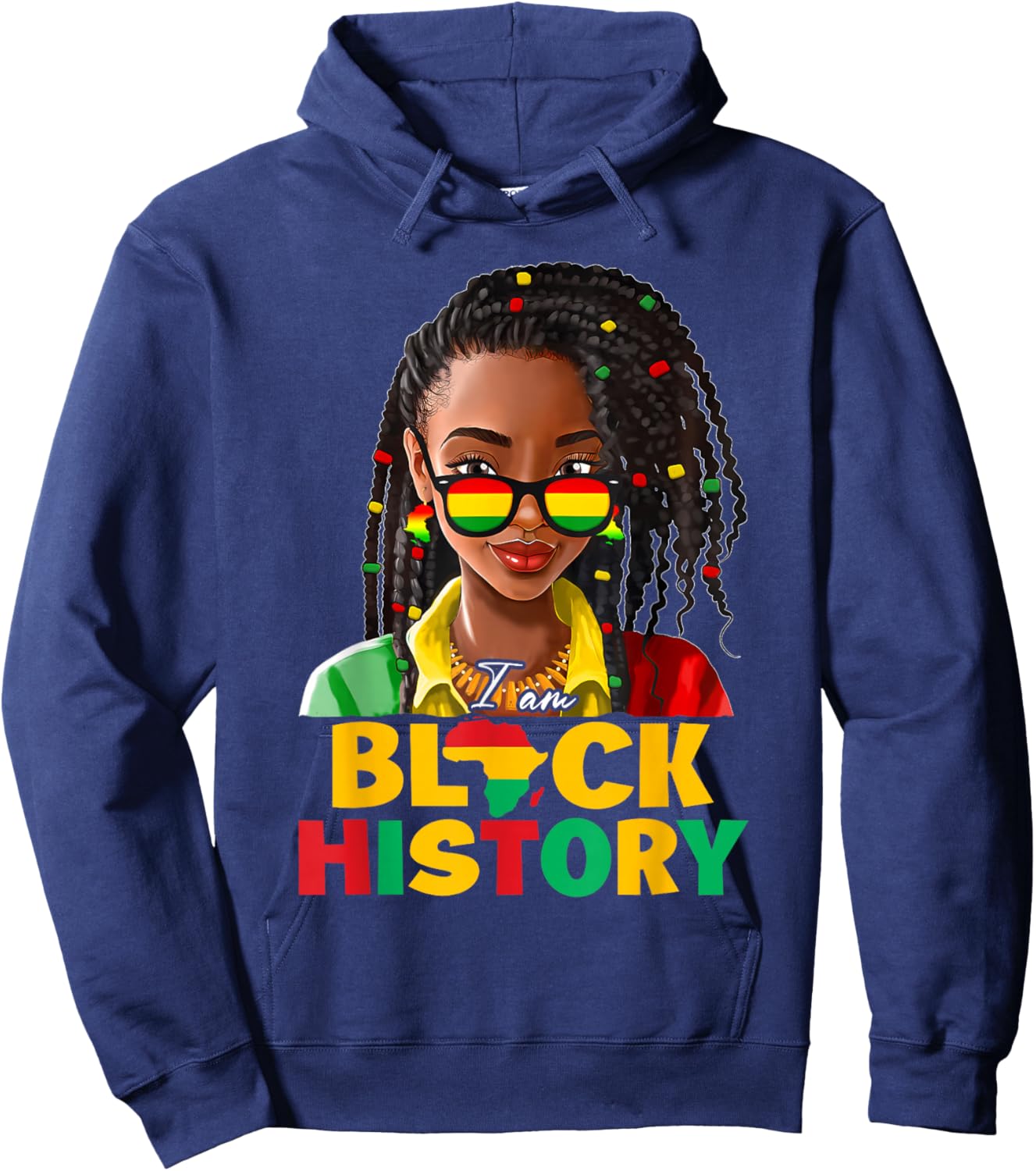 I Am Black History Women Girl Black History Month Juneteenth Hoodie - Hoodie | Navy