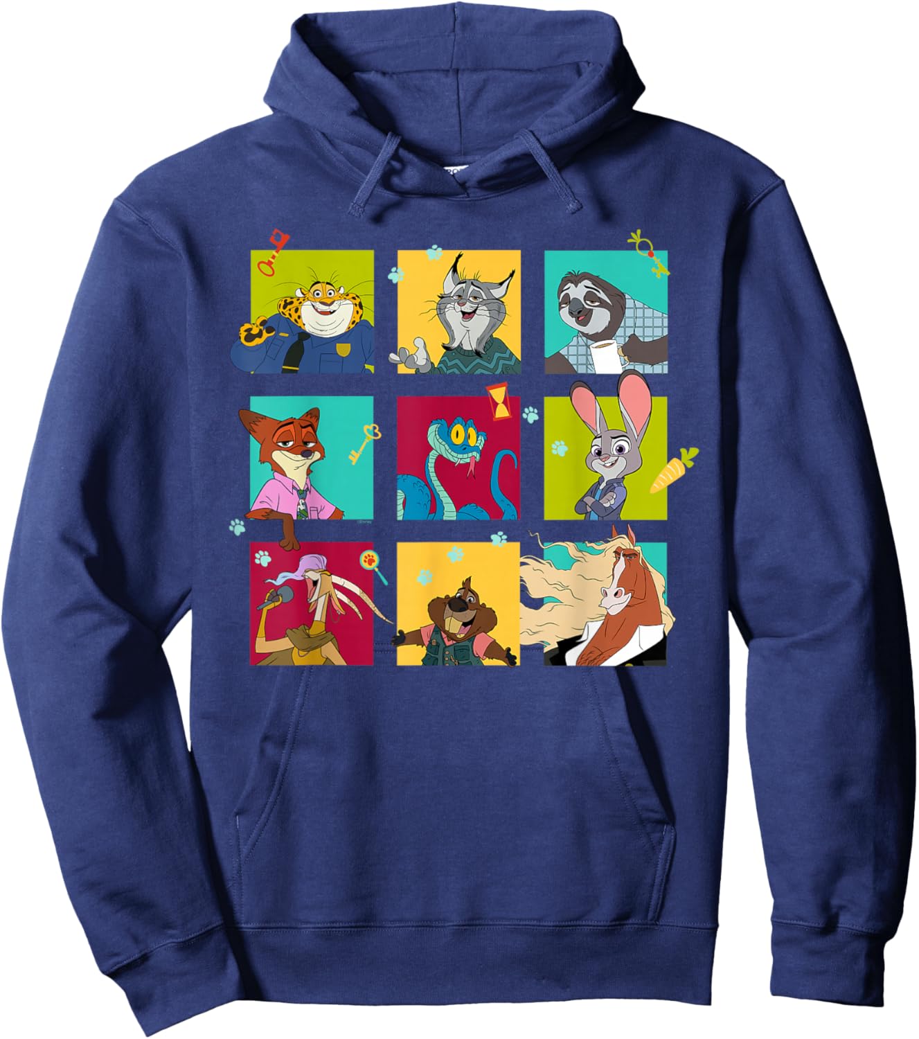 Disney Zootopia 2 Illustrated Characters Grid Hoodie - Hoodie | Navy