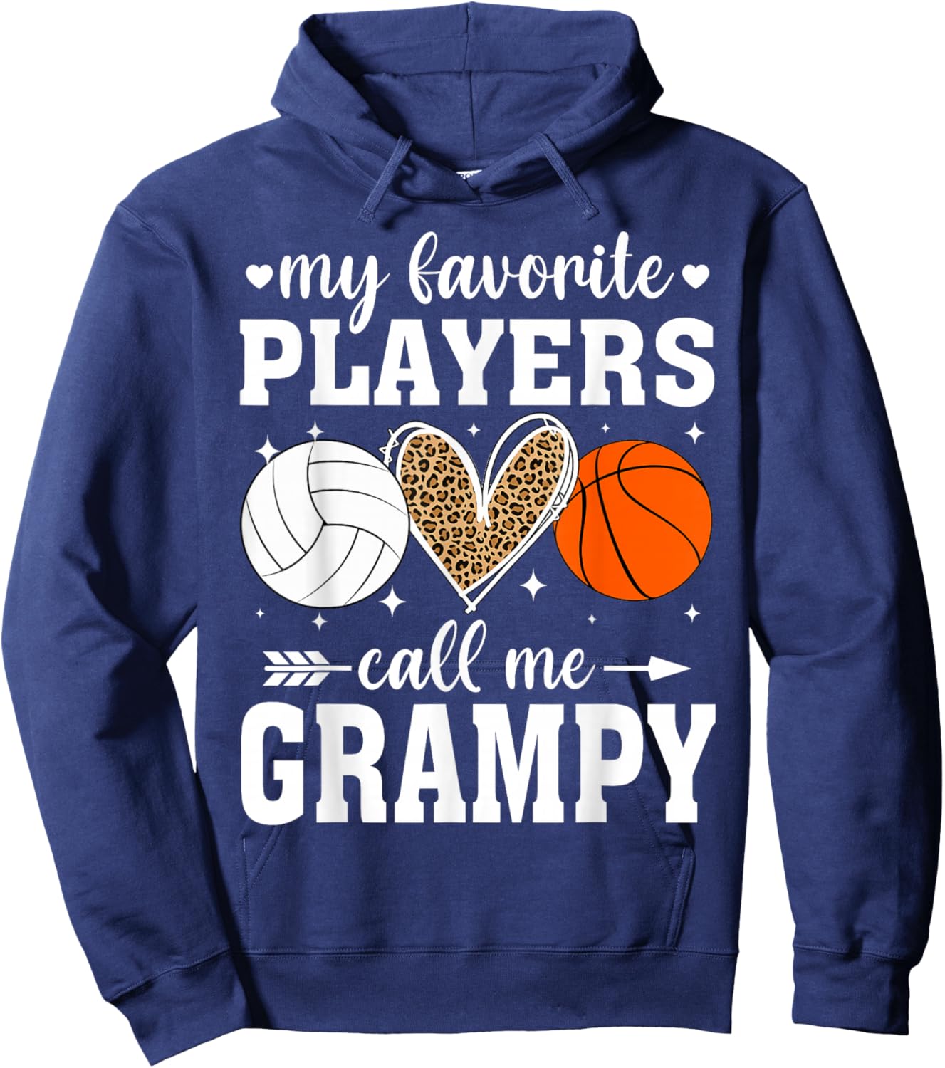 My Favorite Players Call Me Grampy Volleyball Basketball Hoodie - Hoodie | Navy