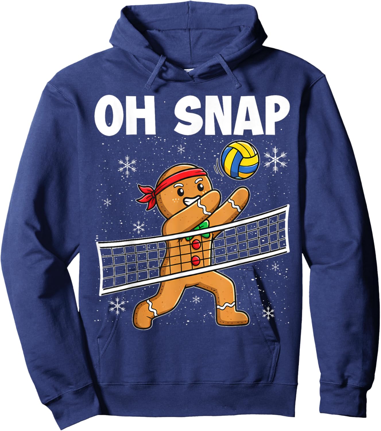 Oh Snap Gingerbread Man Christmas Volleyball Hoodie - Hoodie | Navy