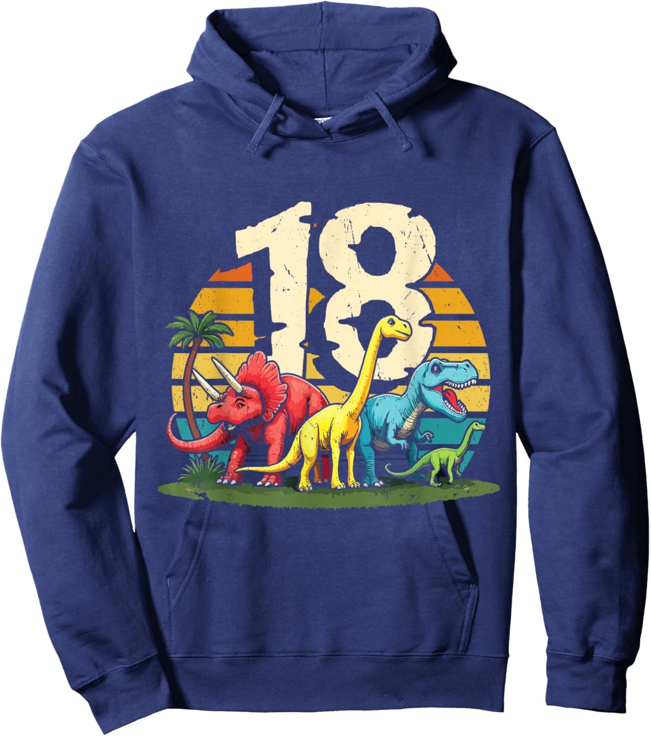 18th Birthday TRex Dinosaur 18 Year Old Boy Girl Hoodie - Hoodie | Navy