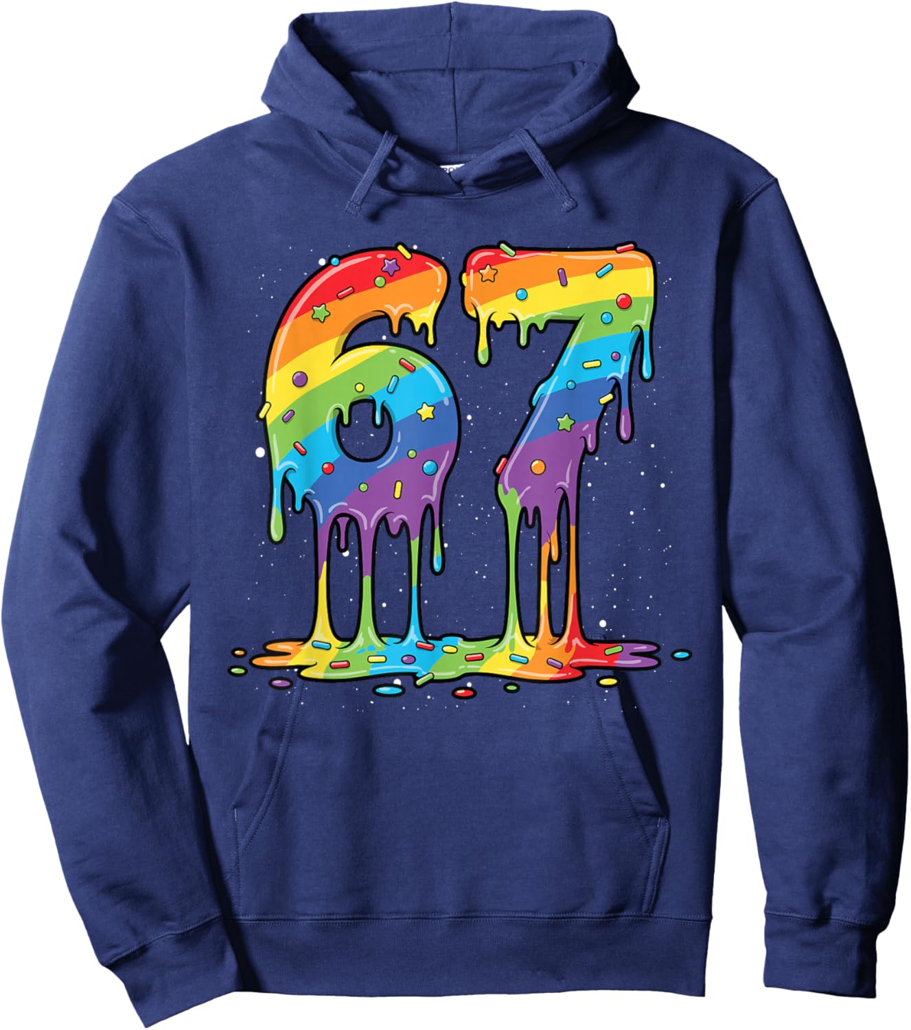 Funny 67 Meme Colorful Drip Men Women LGBT Rainbow Hoodie - Hoodie | Navy