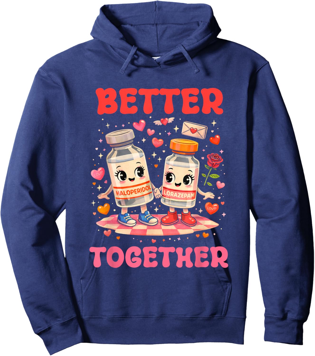 Valentine Better Together Nurse Pink Bow RN PCT CNA Nurse Hoodie - Hoodie | Navy