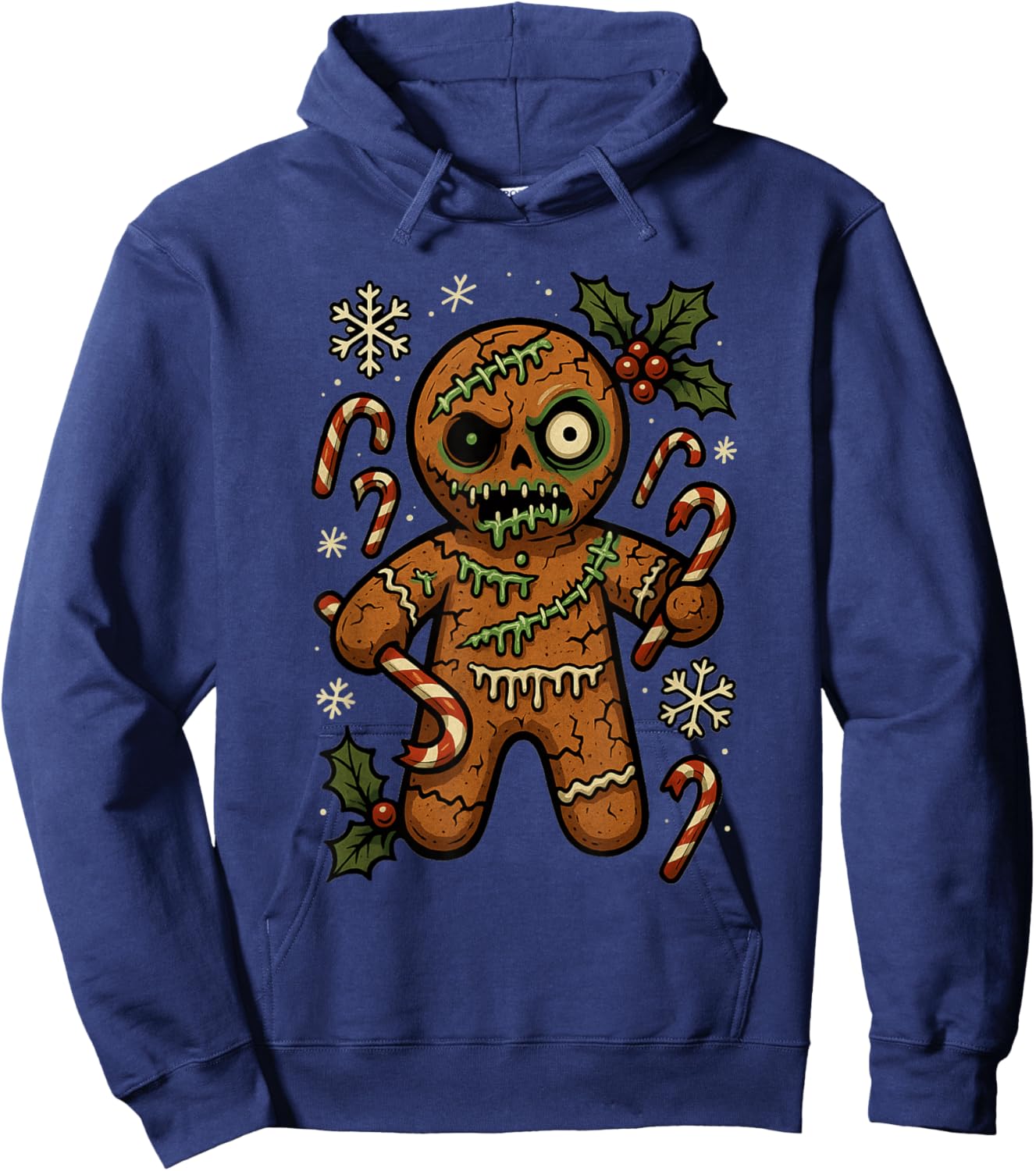 Zombie Gingerbread Man Christmas Zombie Hoodie - Hoodie | Navy