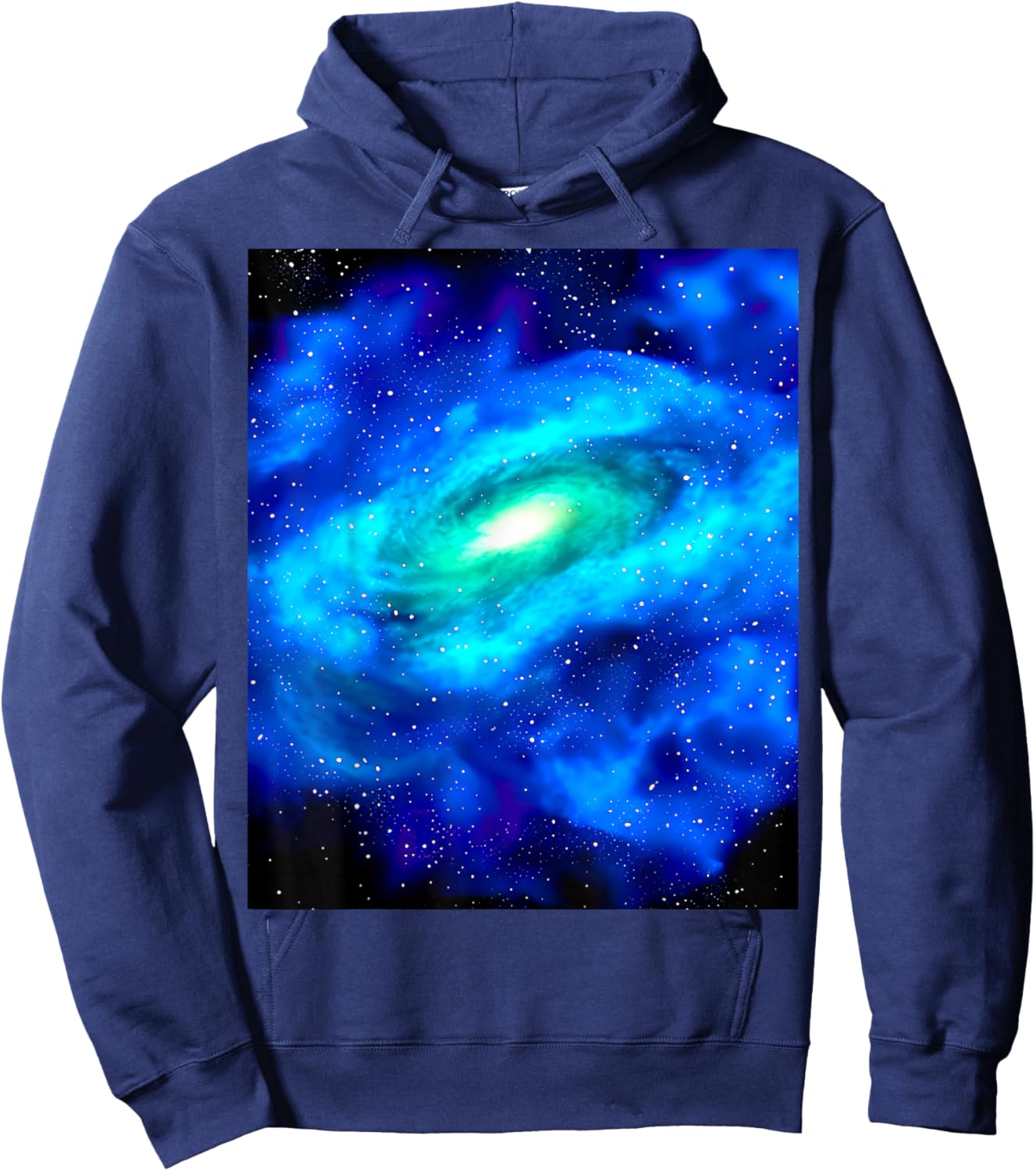 Galaxy Nebula Space Universe Stars Blue Green Pattern Print Hoodie - Hoodie | Navy