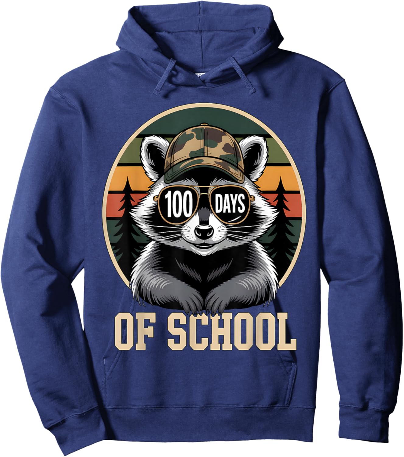 100 Days of School Raccoon Hoodie - Hoodie | Navy