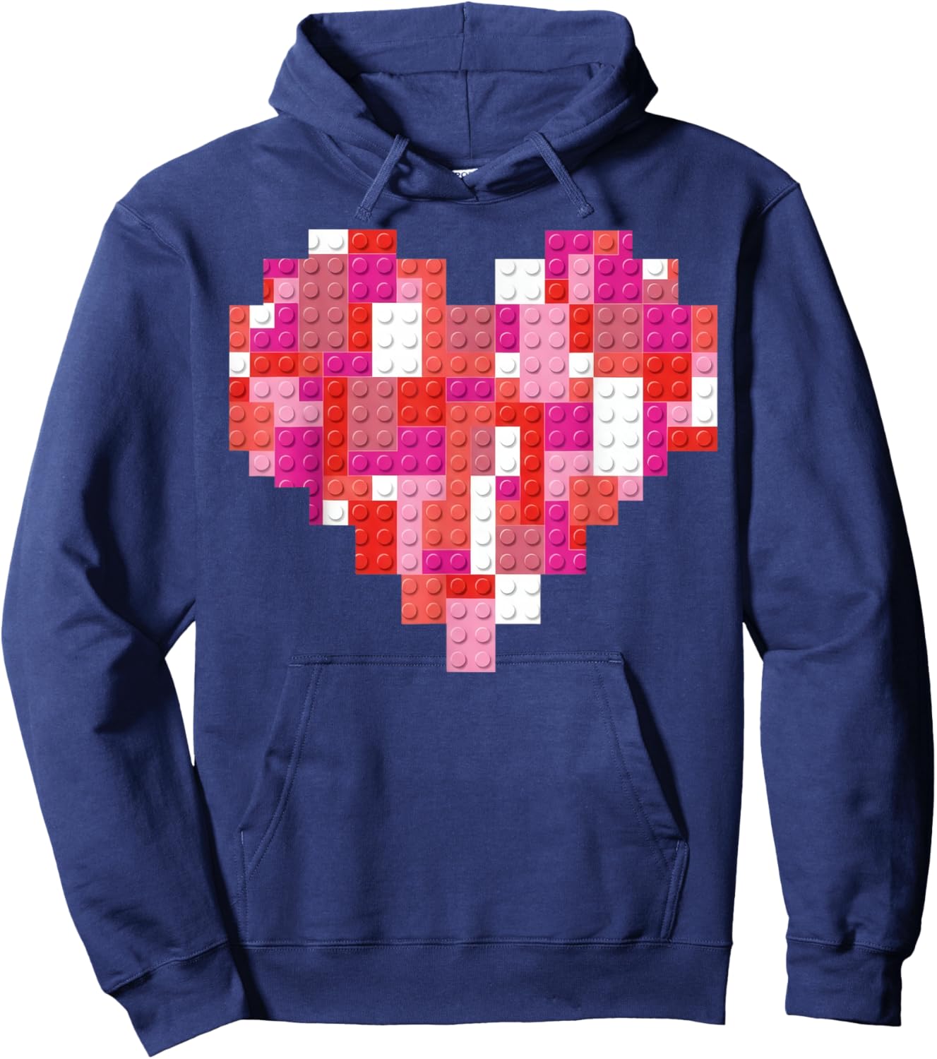 Valentines Day Heart Blocks Bricks Boys Toddles Valentine Hoodie - Hoodie | Navy