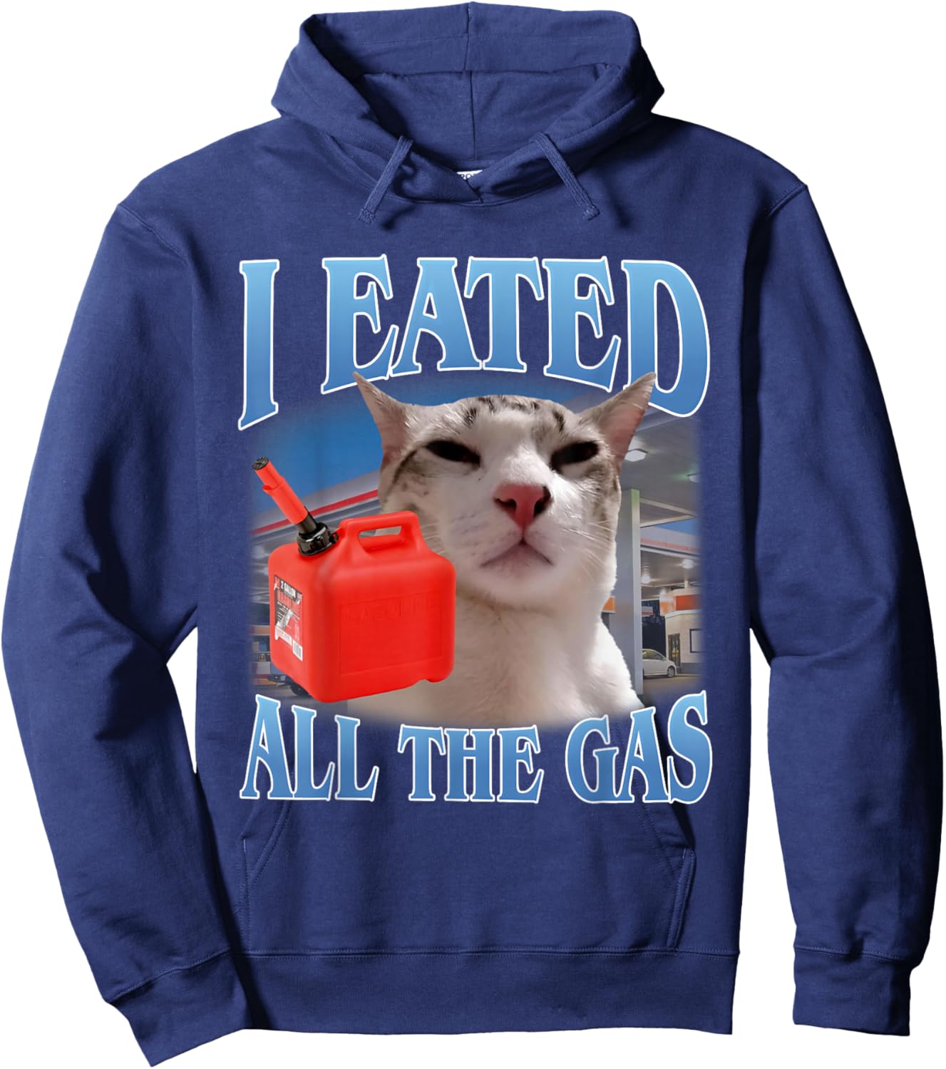 I Eated All The Gas Funny Stupid Cat Meme Hoodie - Hoodie | Navy