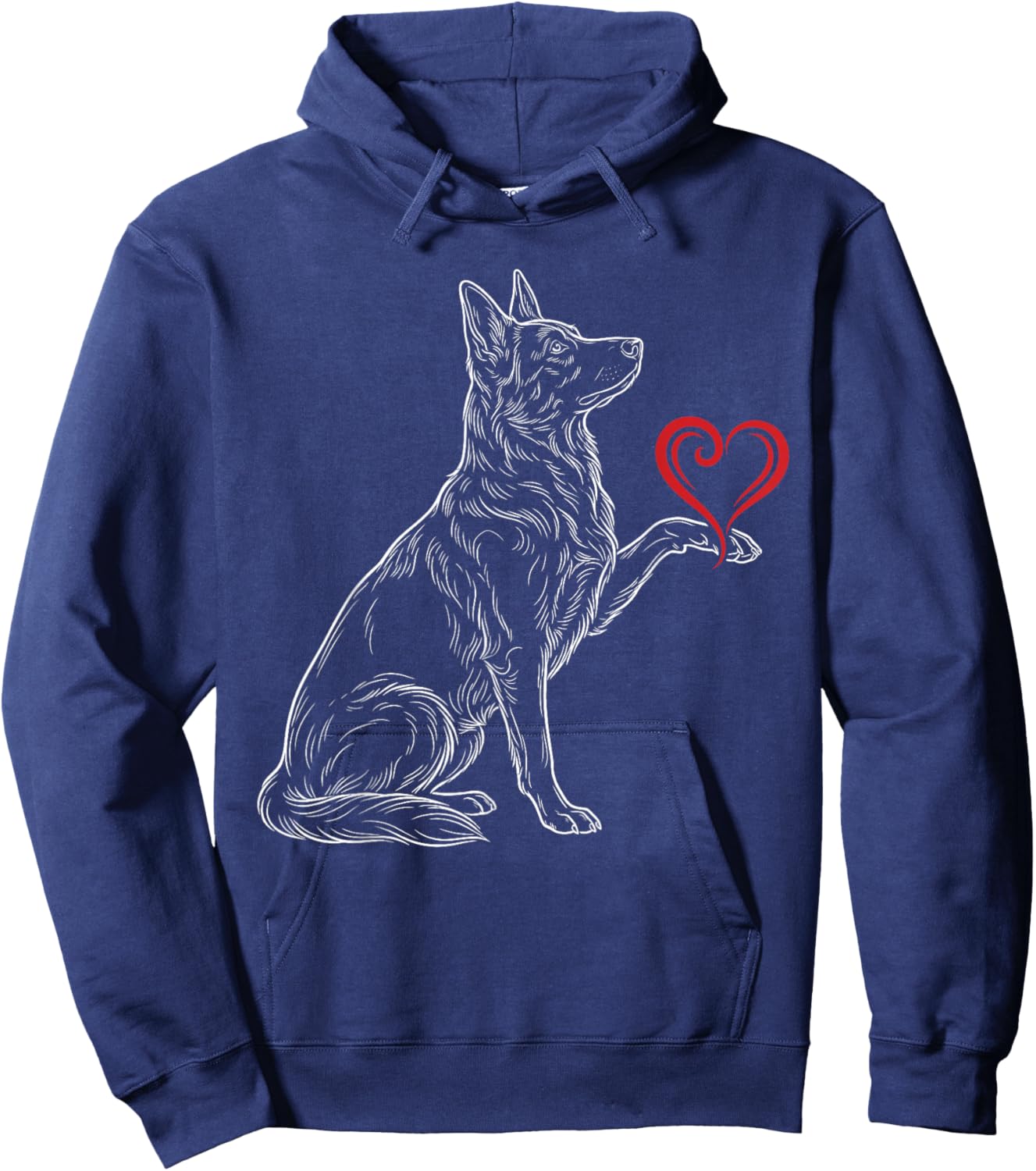 German Shepherd Lover Dog Art Holding Heart Valentines Hoodie - Hoodie | Navy