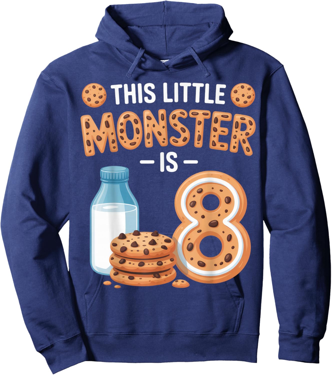This Little Monster is 8 Cookie Lovers Birthday Party Fun Hoodie - Hoodie | Navy