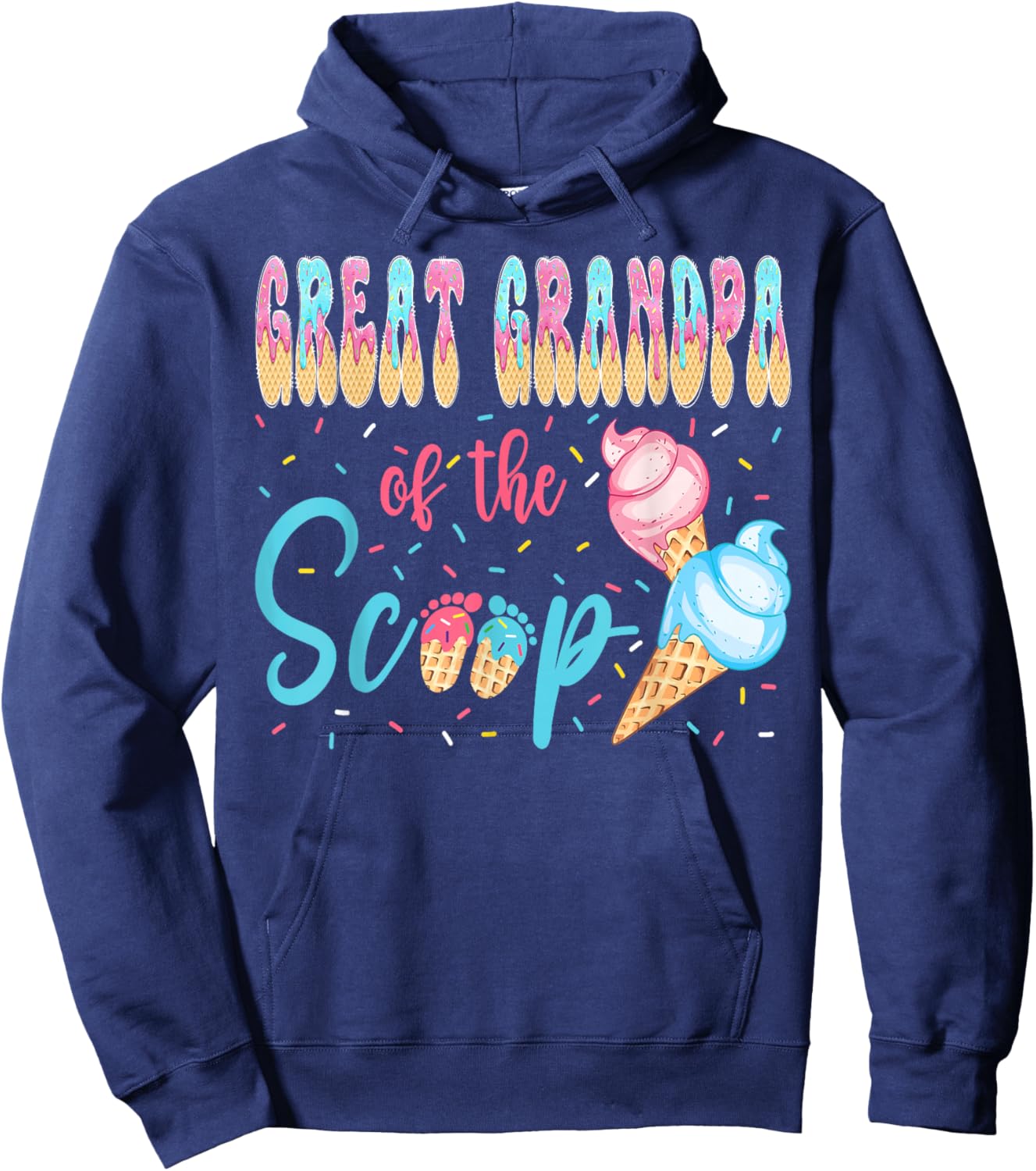Great Grandpa of The Scoop Ice Cream Gender Reveal Party Hoodie - Hoodie | Navy