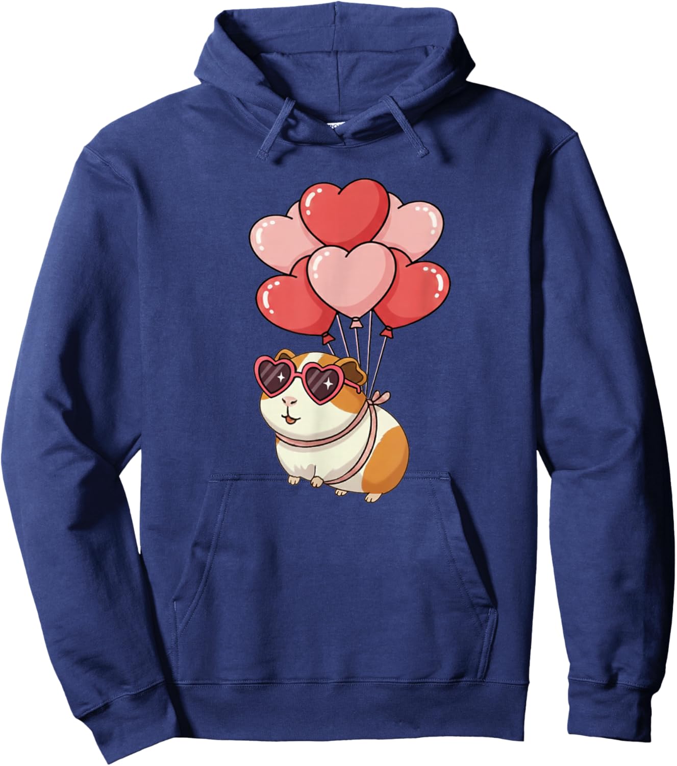 Cute Girls Kids Valentines Day Heart Guinea Pig Lover Hoodie - Hoodie | Navy