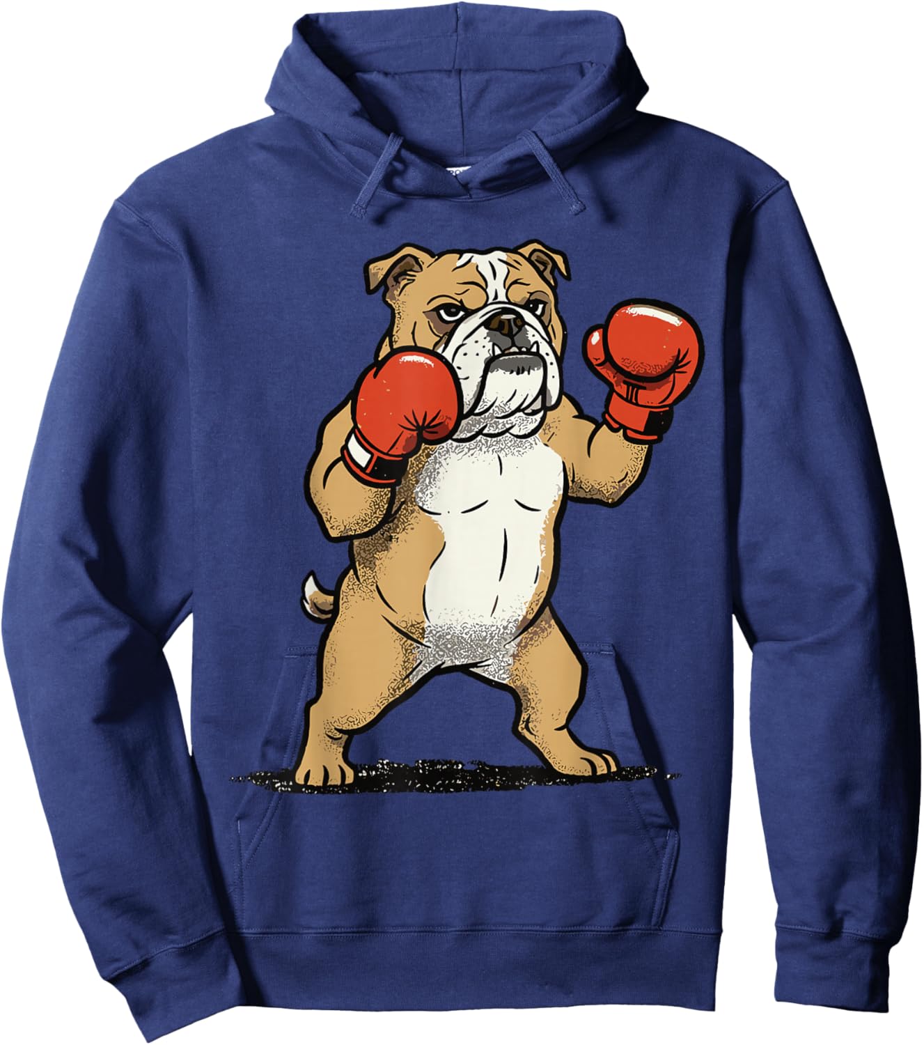 Boxing Bulldog Shirt Fighter Funny Animal Graphic Boxer Men Hoodie - Hoodie | Navy