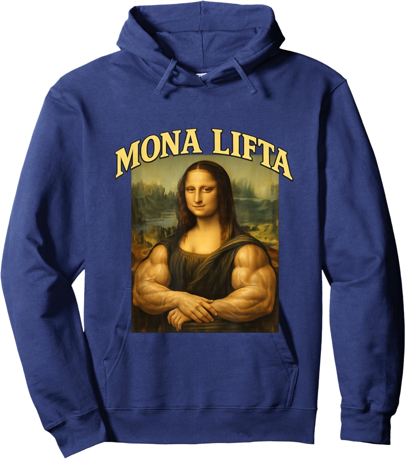 Mona Lifta Funny Mona Lisa Lifting Workout Gen Z Meme Gym Hoodie - Hoodie | Navy
