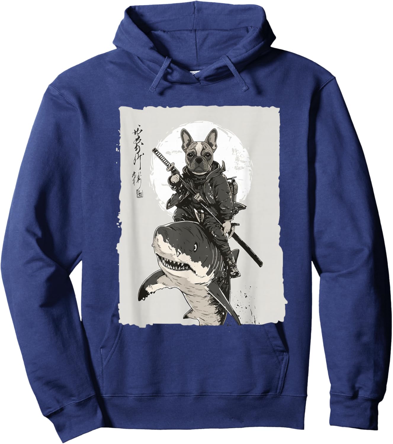 Samurai French Bulldog Dog Lover Vintage Graphic Hoodie - Hoodie | Navy