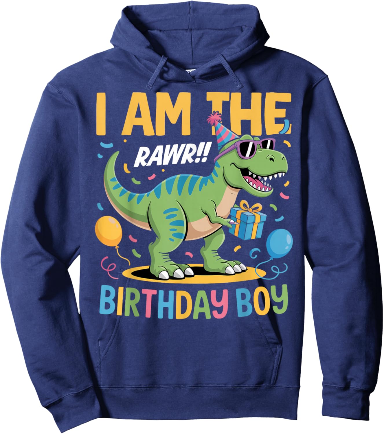 I Am The Birthday Party Outfit T-Rex Dinosaur Squad Auntie Hoodie - Hoodie | Navy