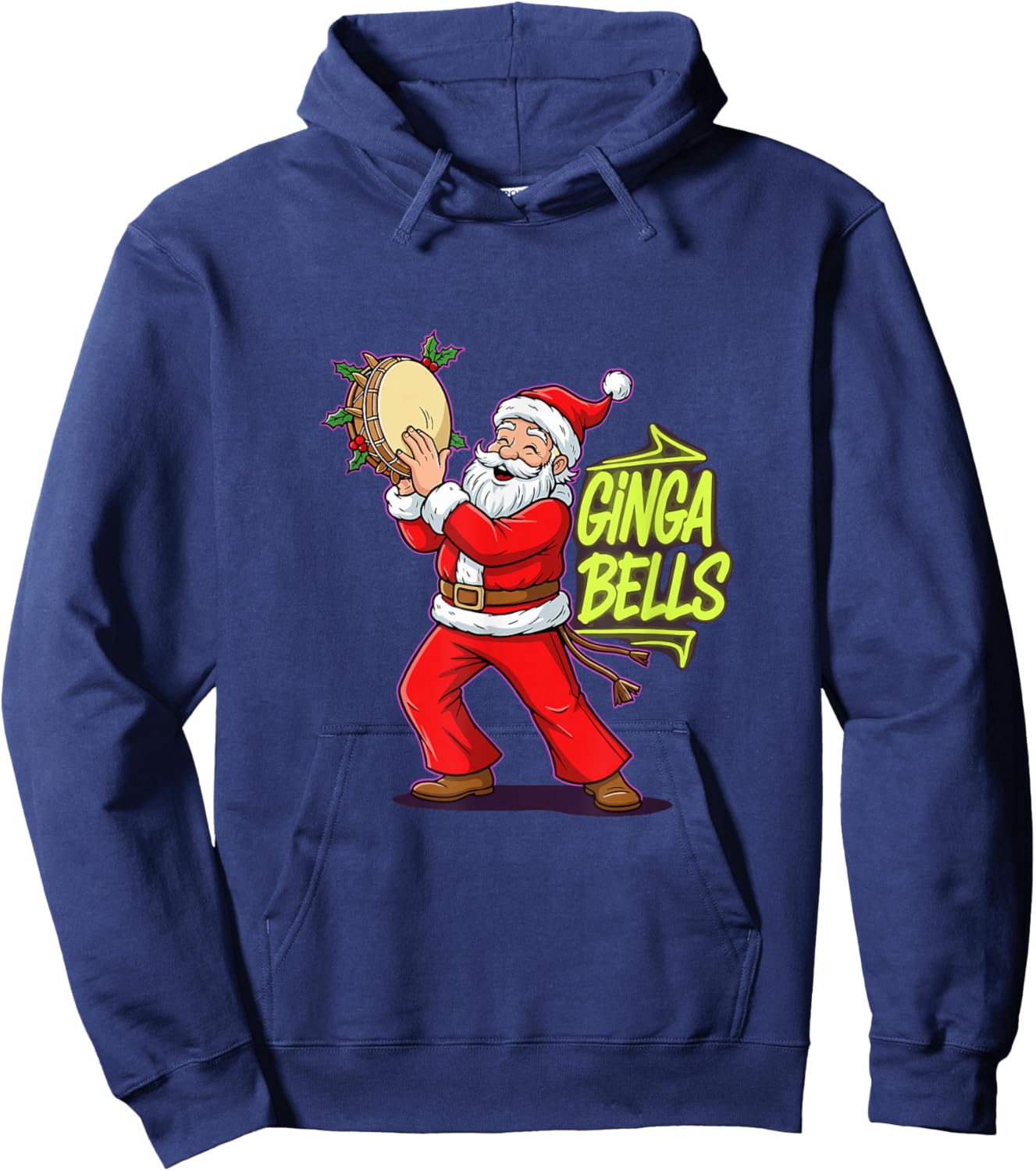Ginga Bells Santa Brazilian Party Holiday Christmas Capoeira Hoodie - Hoodie | Navy