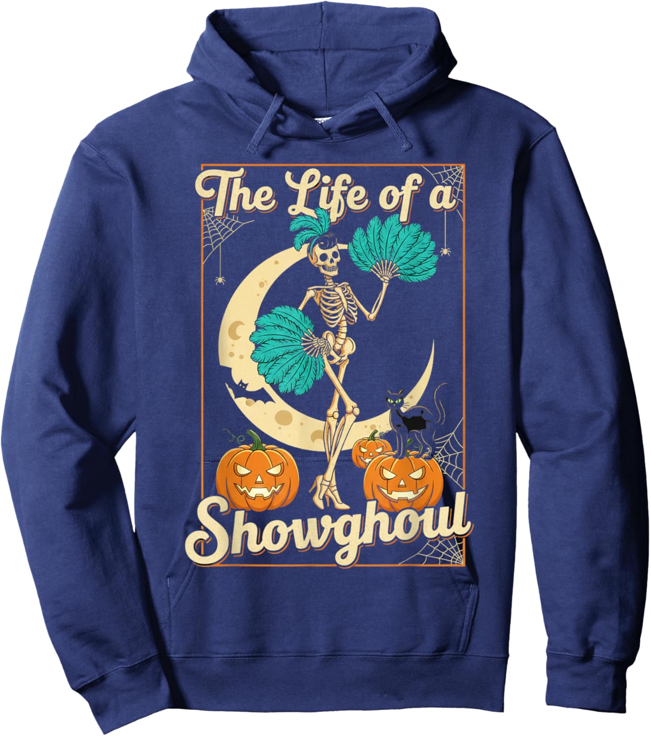 The Life of A Showghoul Retro Halloween Show Skeleton Girl Hoodie - Hoodie | Navy