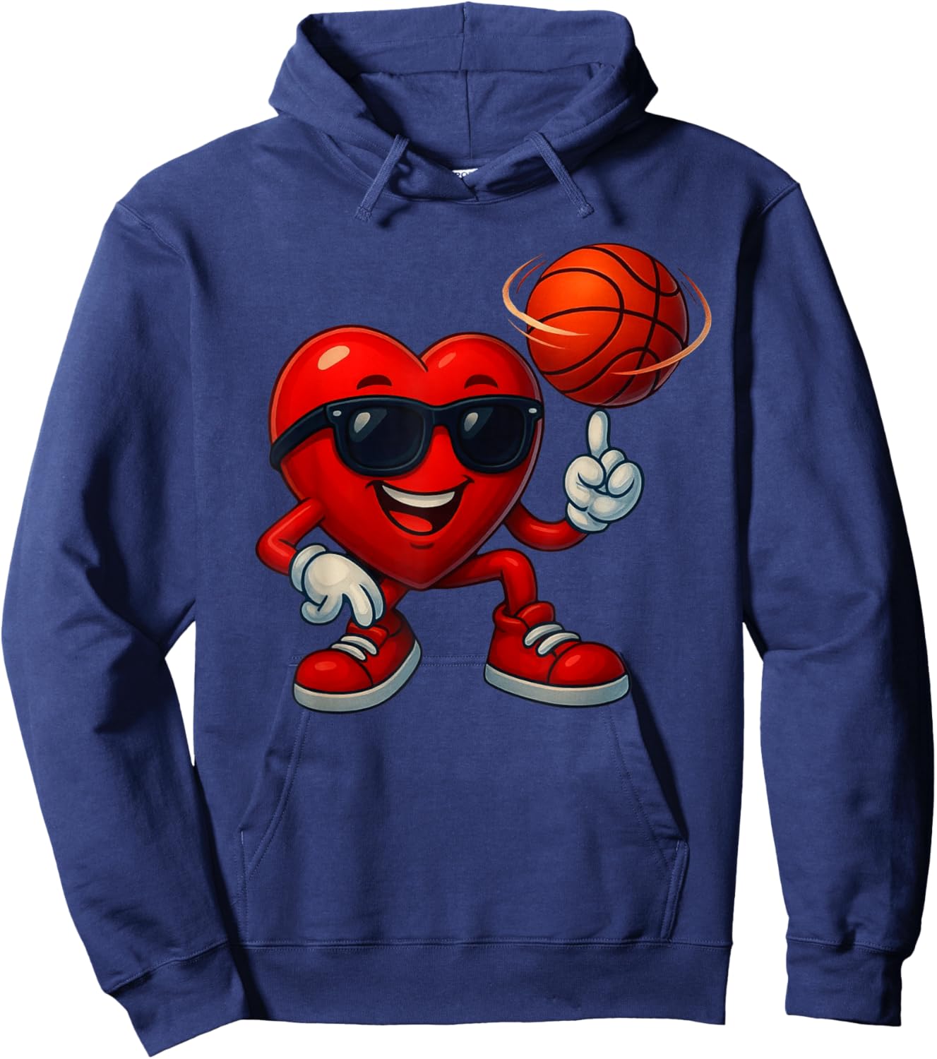 Valentines Day Basketball Funny Red Heart Love Boys Kids Hoodie - Hoodie | Navy