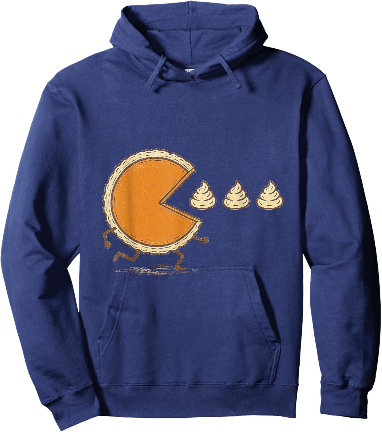 Funny Pumpkin Pie Chasing Whipped Cream Thanksgiving Day Hoodie - Hoodie | Navy