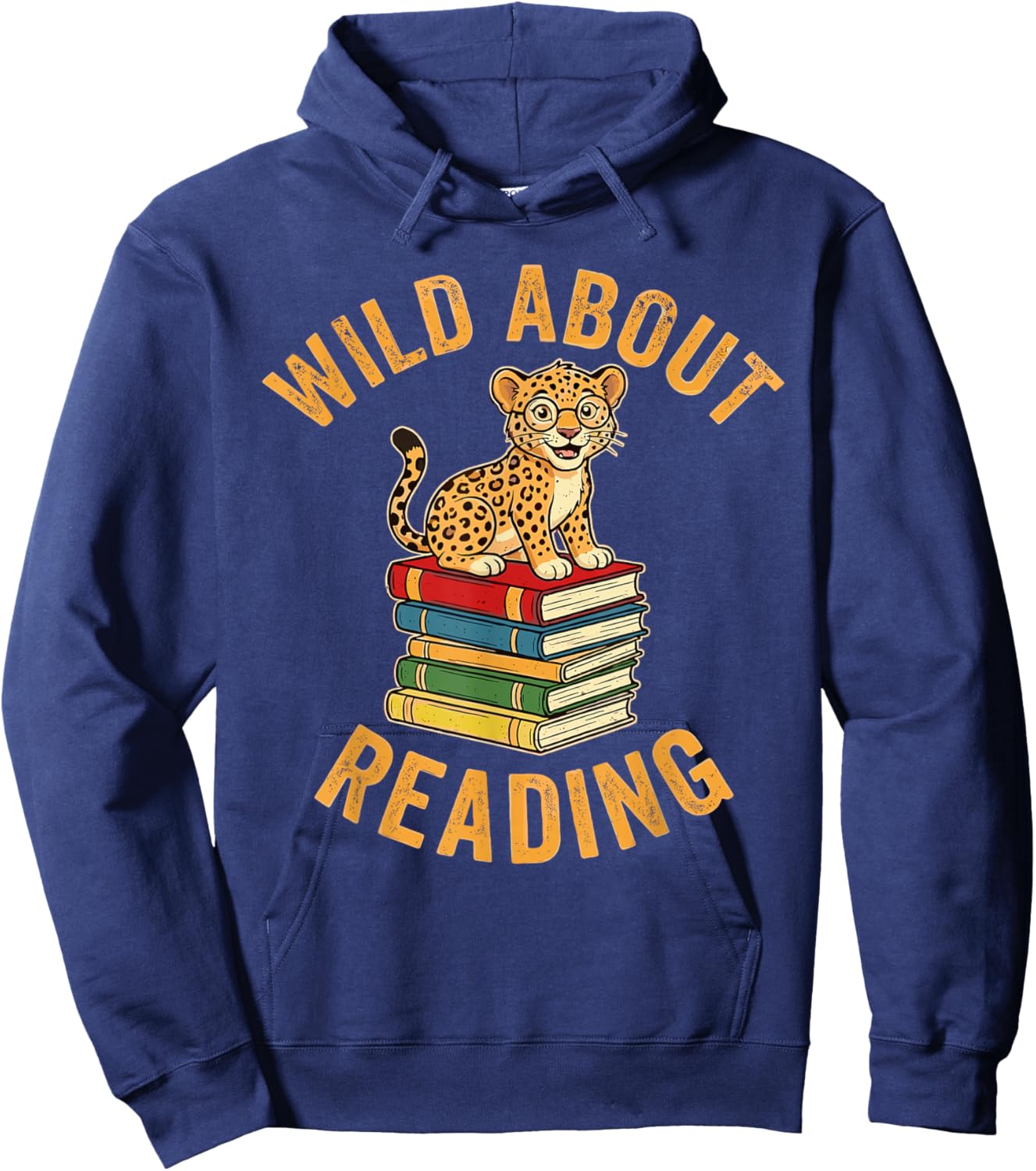 Wild About Reading Cute Leopard Teacher Kids Book Lover Hoodie - Hoodie | Navy