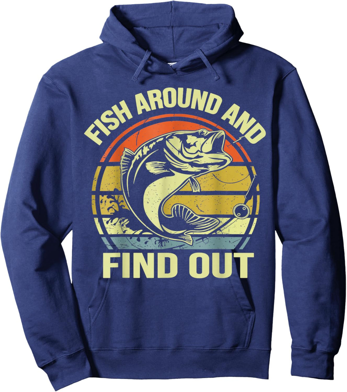 Vintage Fish Around and Find Out Funny Fishing Fisherman Hoodie - Hoodie | Navy