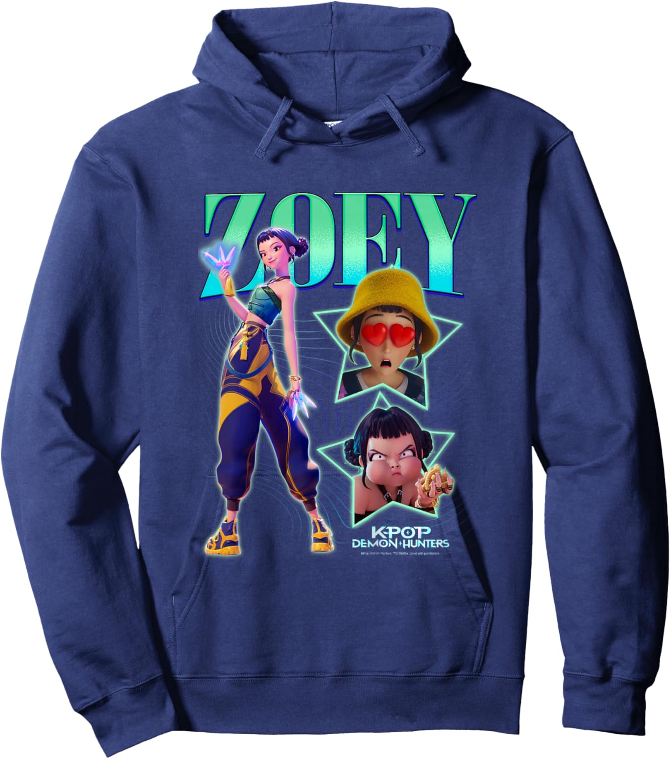 Kpop Demon Hunters Halloween Zoey Showcase Y2K Style Poster Hoodie - Hoodie | Navy