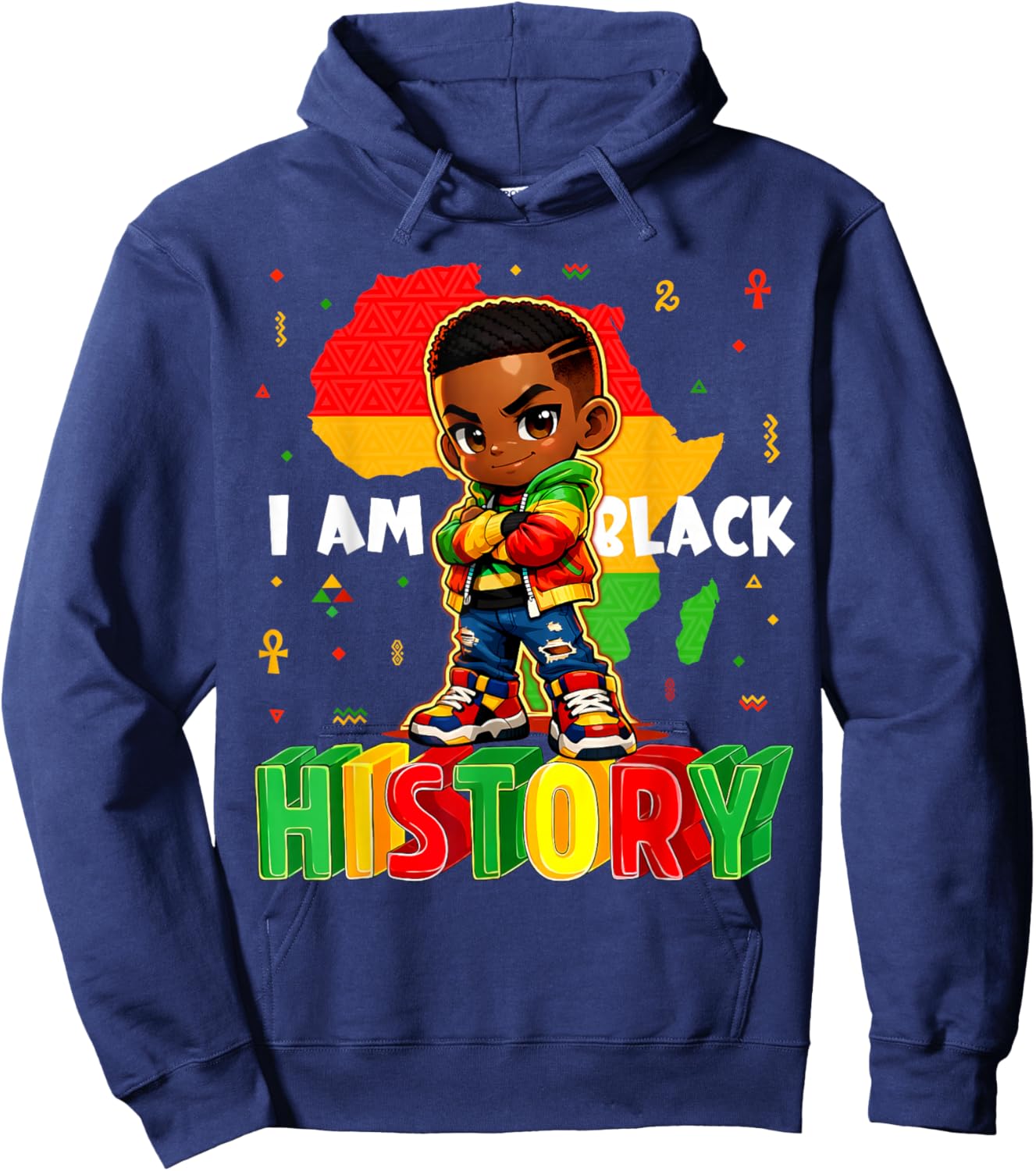 I Am Black History African American Boys Black History Month Hoodie - Hoodie | Navy