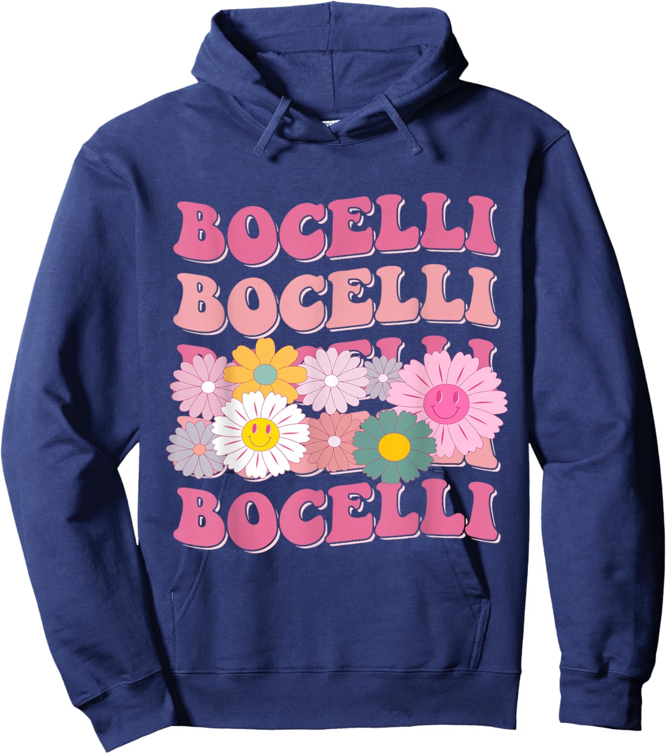 Girl Retro Bocelli First Name Personalized Groovy 80's Hoodie - Hoodie | Navy