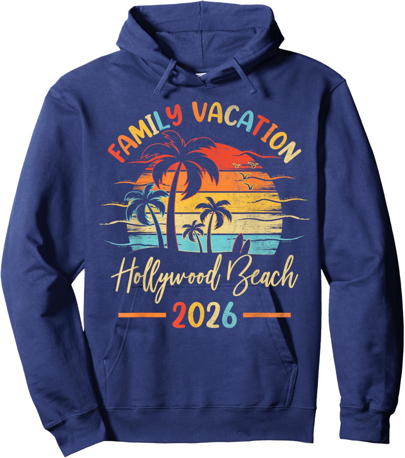 Summer Vibes Family Vacation 2026 Florida Hollywood Beach Hoodie - Hoodie | Navy