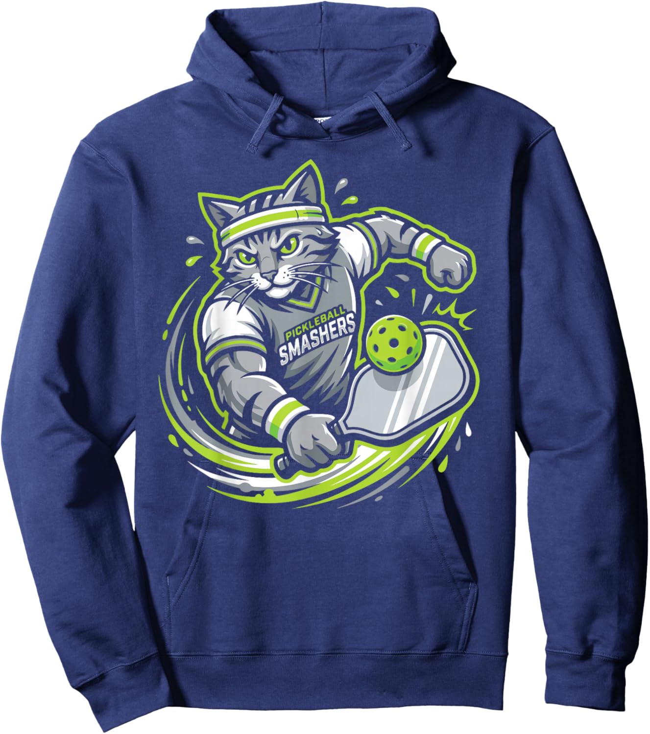 Funny Pickleball Cat Player Paddle Sports Team Hoodie - Hoodie | Navy