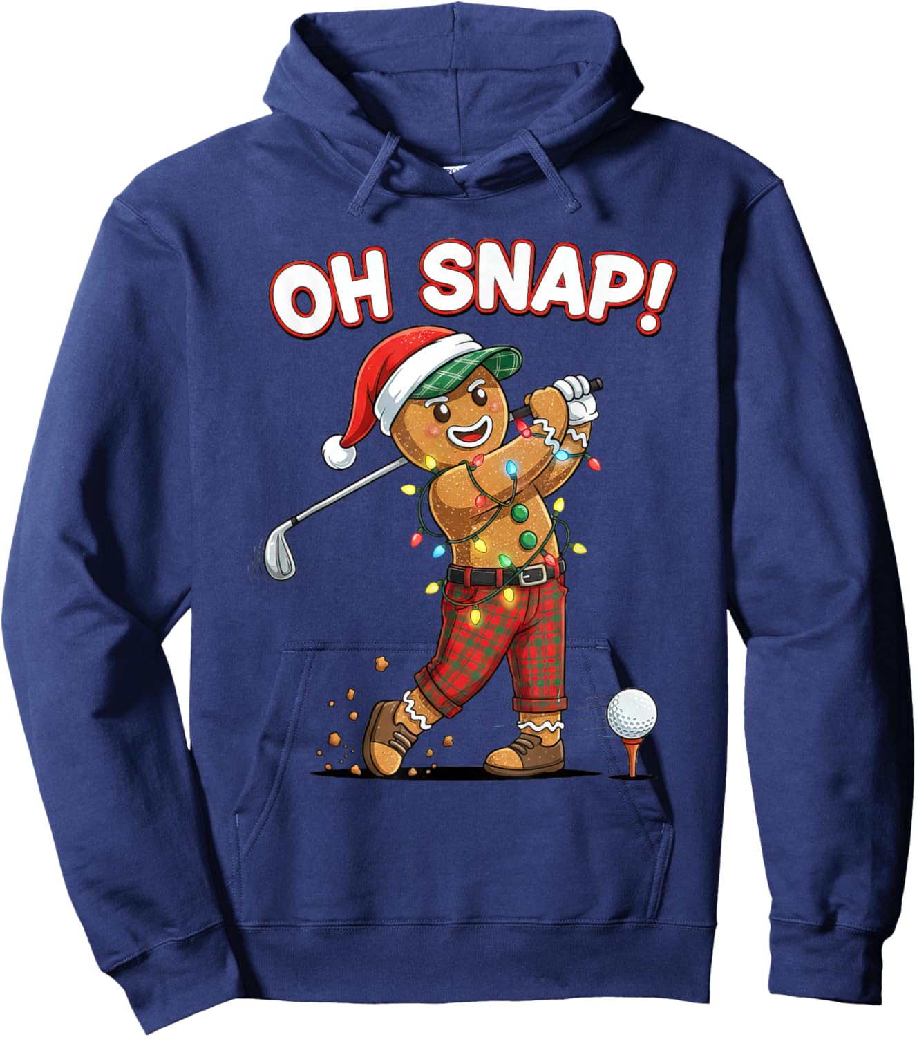 Funny Gingerbread Man Golfer Oh Snap Christmas Holiday Golf Hoodie - Hoodie | Navy