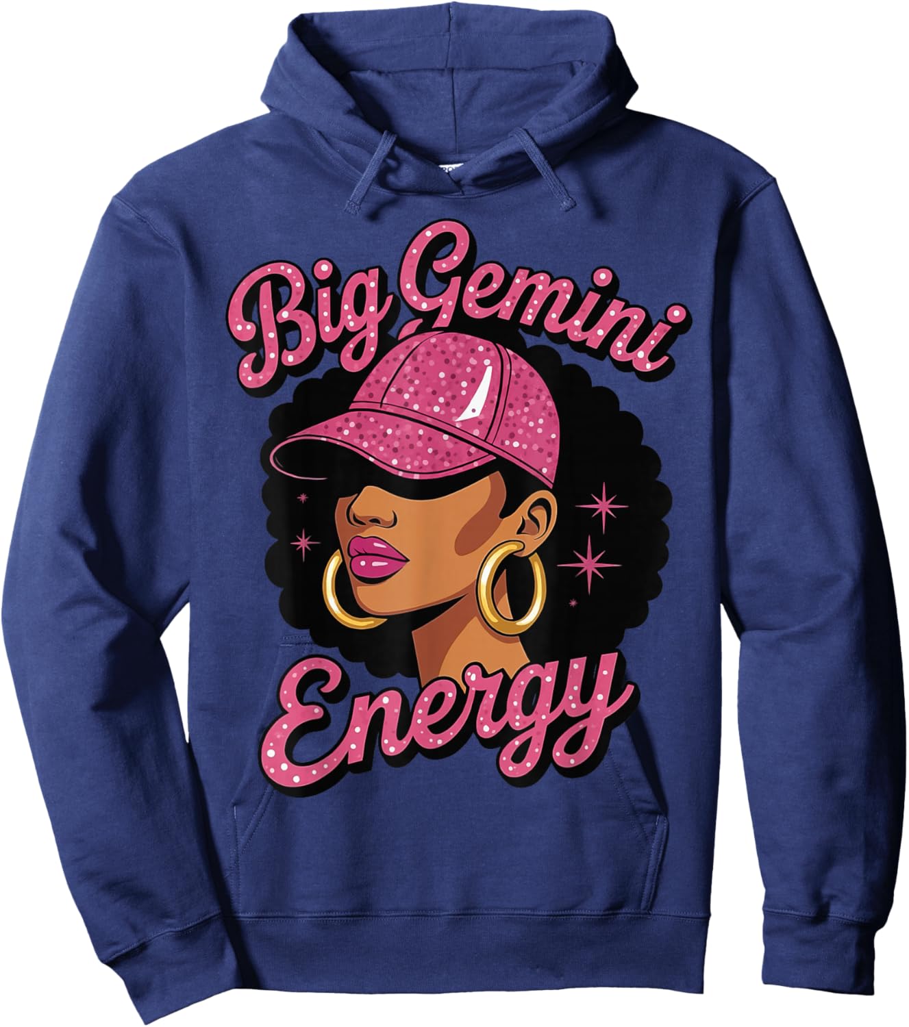 Big Gemini Energy Black Girl Hoodie - Hoodie | Navy