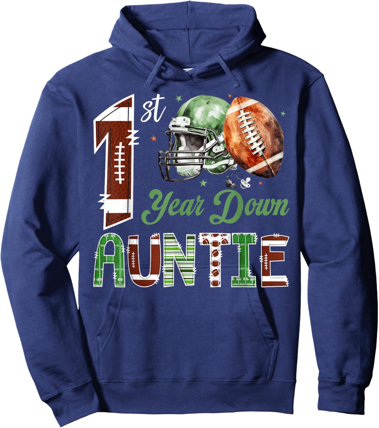 Auntie of The 1 Year Old Football 1st Birthday Boy Party Hoodie - Hoodie | Navy