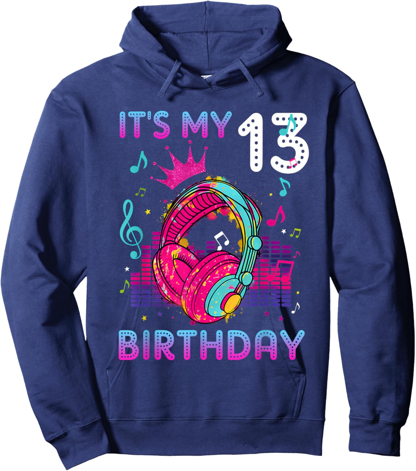 It's My 13th Birthday Princess Rockstars Theme Music Party Hoodie - Hoodie | Navy
