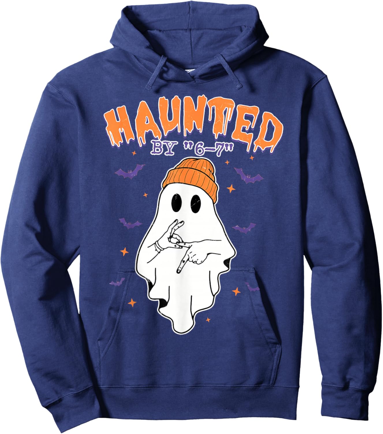 Haunted by 6-7 Ghost Halloween Funny Style Meme Six Seven 67 Hoodie - Hoodie | Navy