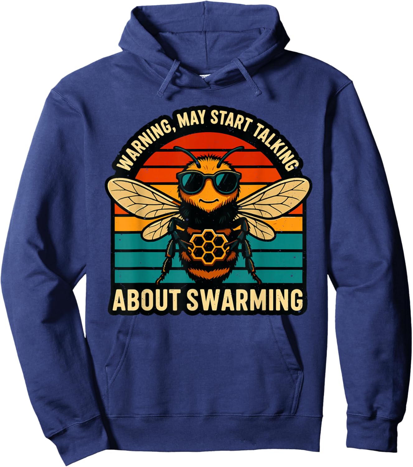 Warning May Start Talking About Swarming Retro Hoodie - Hoodie | Navy