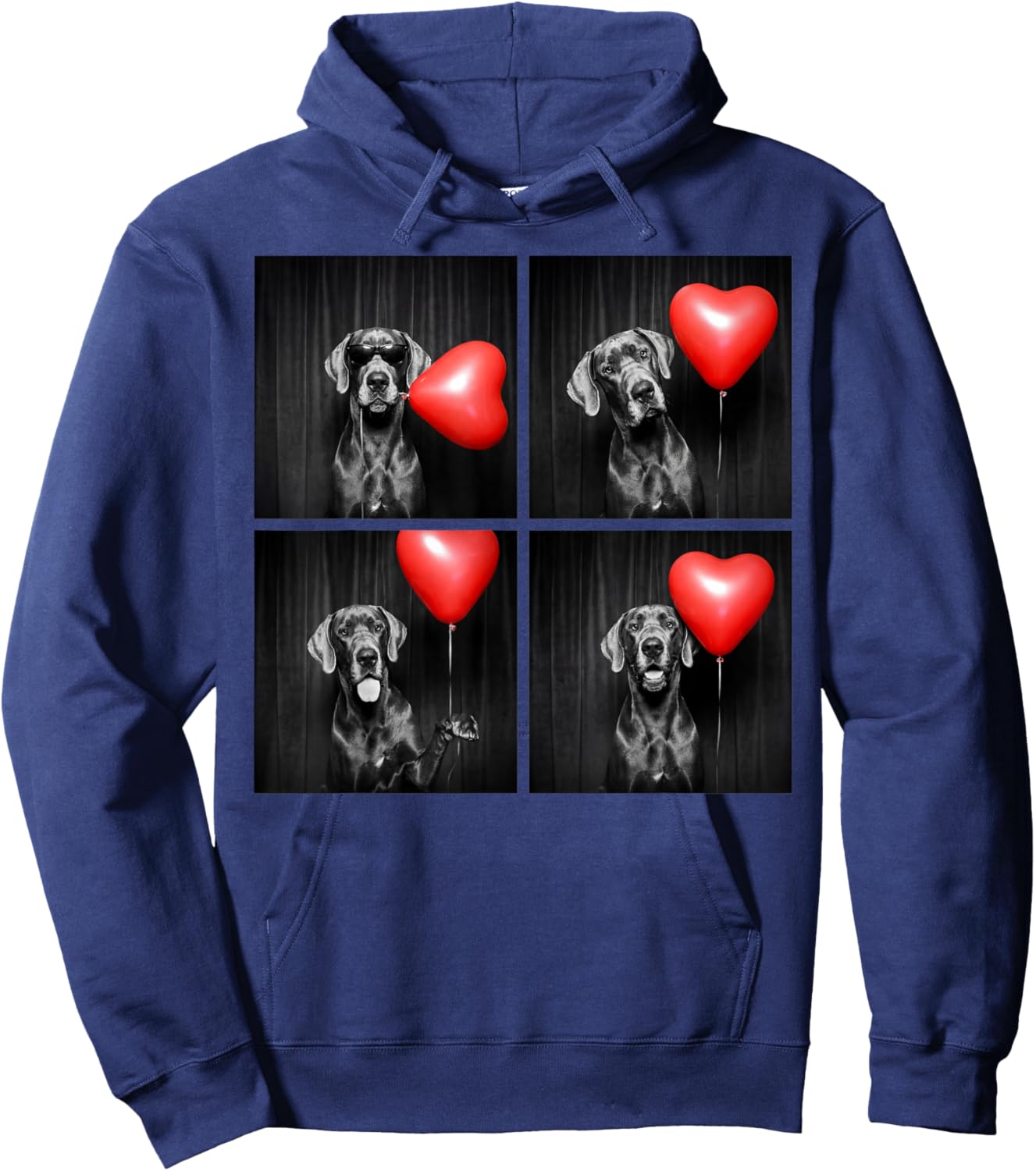 Funny Great Dane Photobooth Dog Lover Design Valentines Hoodie - Hoodie | Navy