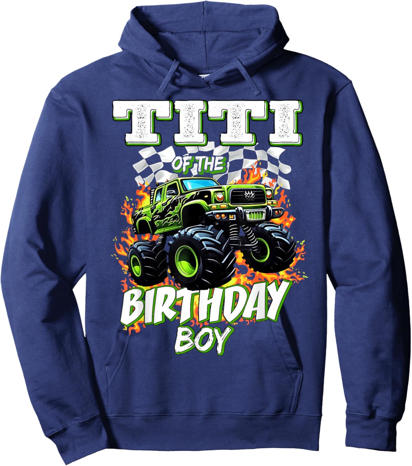 Titi of The Birthday Boy Monster Truck Birthday Kids Hoodie - Hoodie | Navy