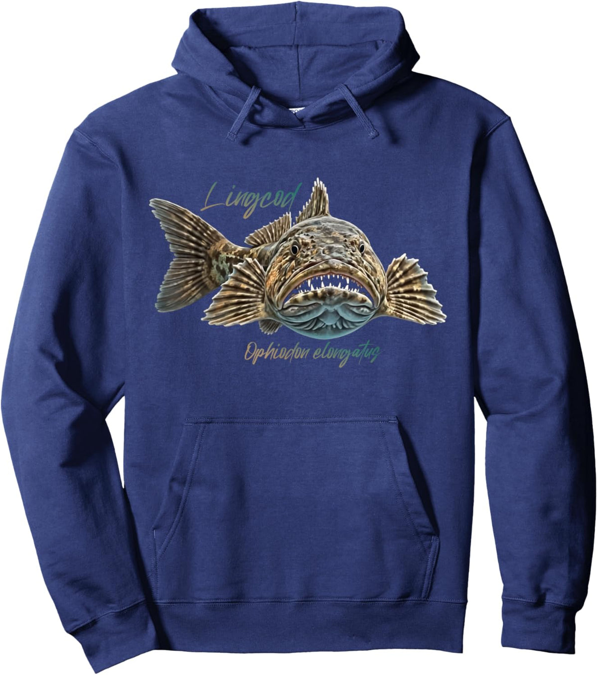 Lingcod Ophiodon elongatus Fish Species Fisherman Fishing Hoodie - Hoodie | Navy