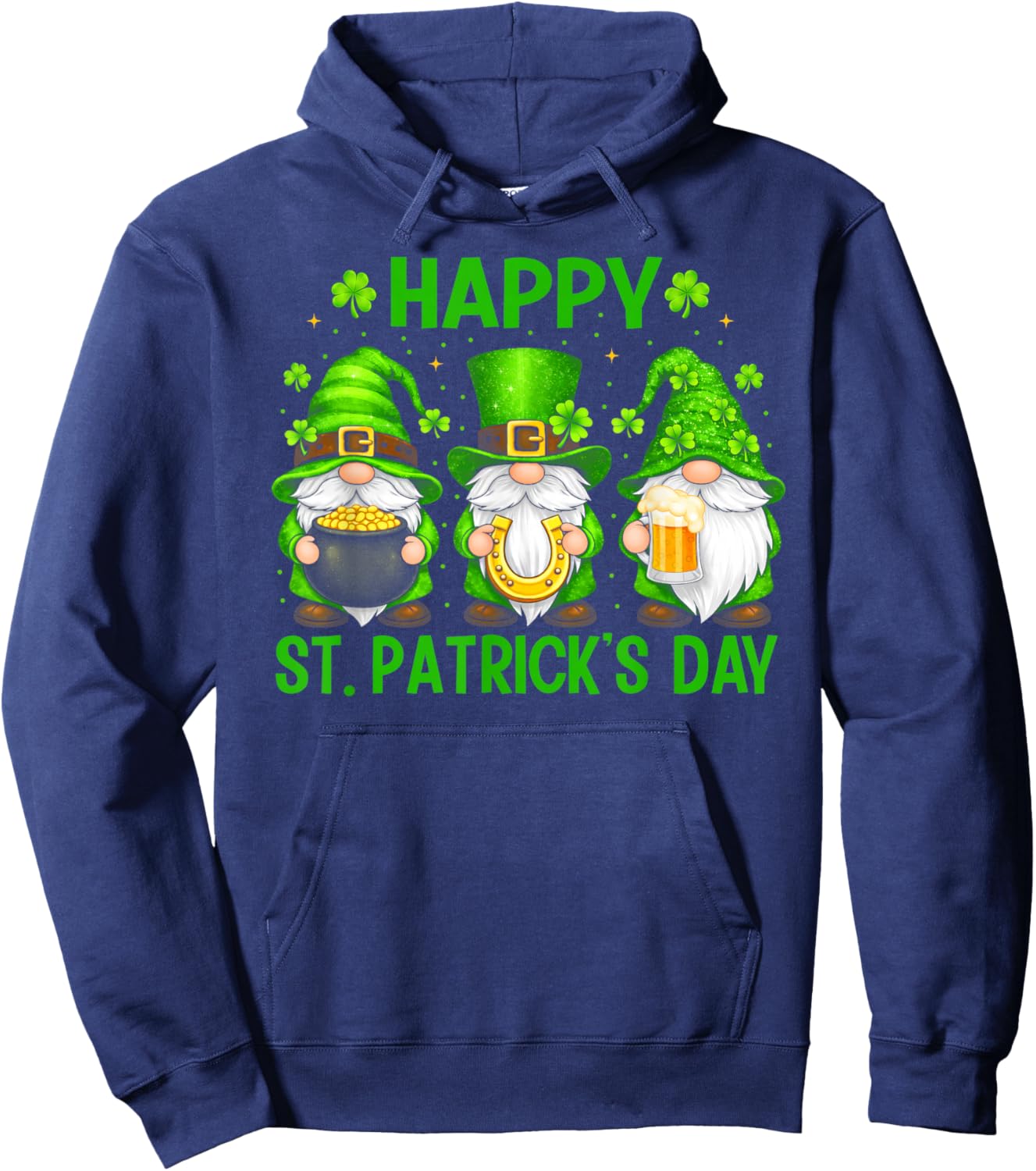Happy St Patricks Day Gnomes Saint Paddys Men Women Kids Hoodie - Hoodie | Navy