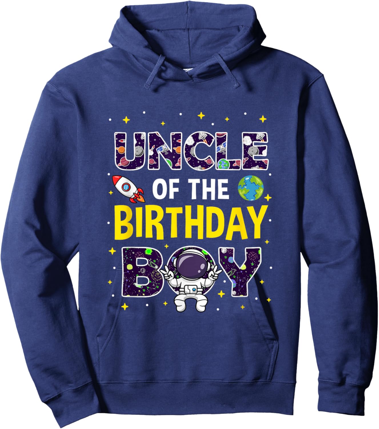 Uncle of The Birthday Boy Space Astronaut Birthday Family Hoodie - Hoodie | Navy