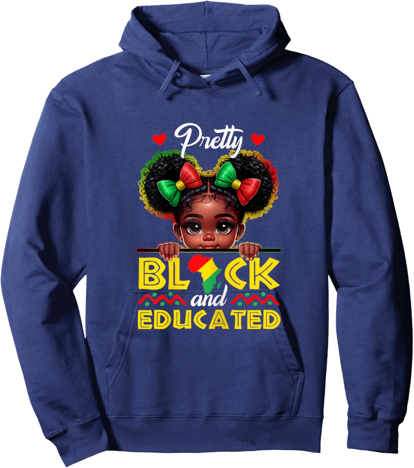 Black History Pretty Black Educated Afro Girl Kids Toddler Hoodie - Hoodie | Navy